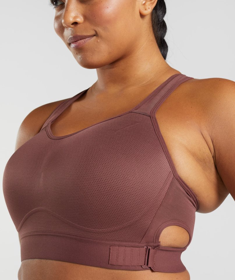 Women's Gymshark Racerback High Support Sports Bra Dark Brown | CA 683N7D